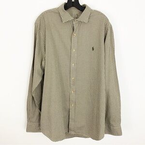 Polo Ralph Lauren Men's XL Green & White Checkered Long Sleeve Button Down Shirt